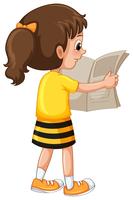 Little girl readin newspaper vector