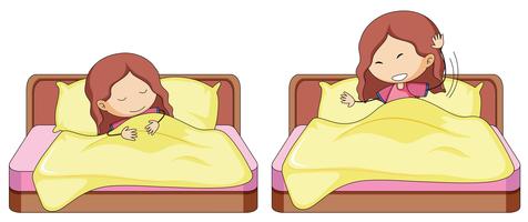 Set of girl in bed vector