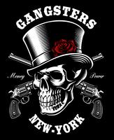 Skull with hat and guns. vector