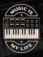 Vector illustration of midi keyboard on the dark background