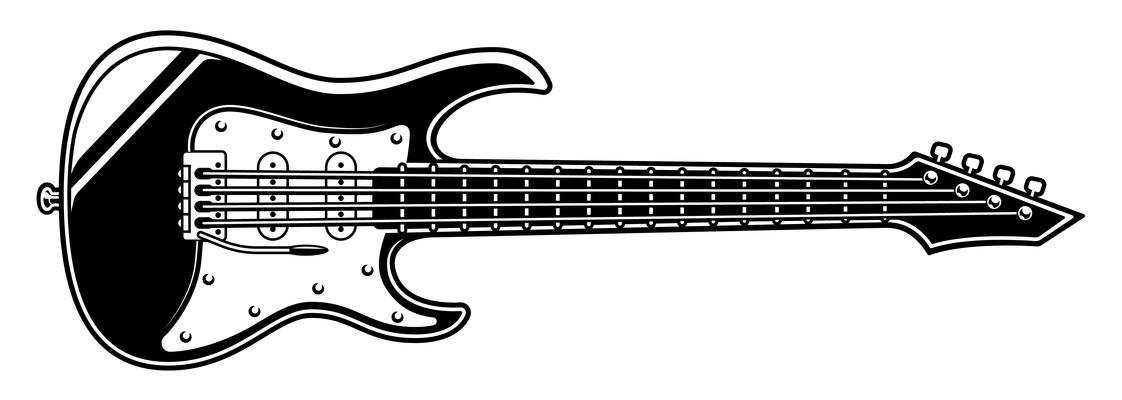 Black and white illustration of electric guitar