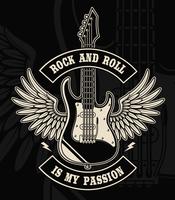 Rock and roll guitar with wings illustration vector