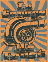 Retro poster with turbocharger vector