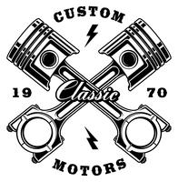 Vintage crossed pistons on white background vector