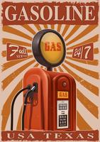 Vintage poster with old gas pump. vector