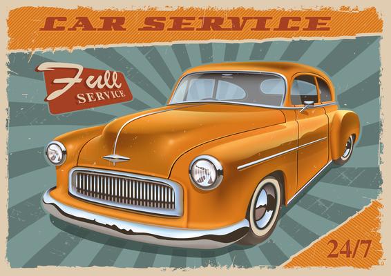 Vintage poster with retro car.