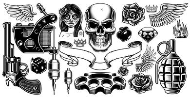 Conjunto de arte del tatuaje vector