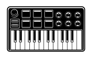 Black and white illustration of synthesizer vector