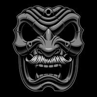 Samurai mask with mustahce. vector