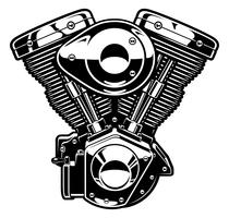 Monochrome engine of motorcycle vector