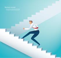 businessman climbing stairs to success vector