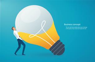 businessman carrying light bulb. concept of creative thinking  vector