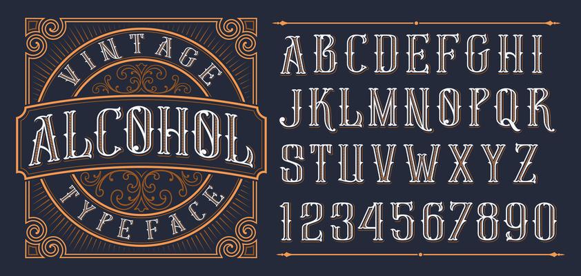 Vintage decorative font.