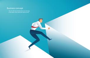 businessman jump over gap to success vector