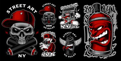 Set of graffiti illustrations. vector