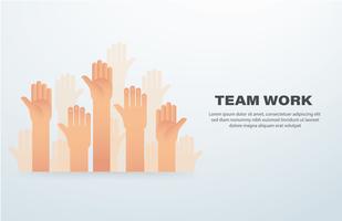 Raised hands. team work concept. background vector