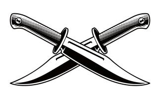 Vector illustration of crossed knives on white background