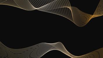 Abstract of shiny gold luxury wave line art design element on black background vector