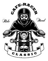 Rider on motorcycle with beard on white background vector