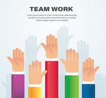 Raised hands. team work concept. background  vector