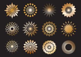 Set of golden geometric shape and design elements vector