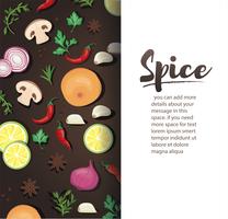 spice and vegetable foods background and space write for  vector