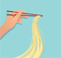 hand holding chopsticks with noodle asian food  vector