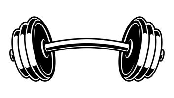 Black and white illustration of a dumbbell vector