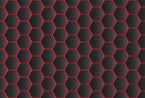 Seamless pattern of abstract black hexagon background with red line vector