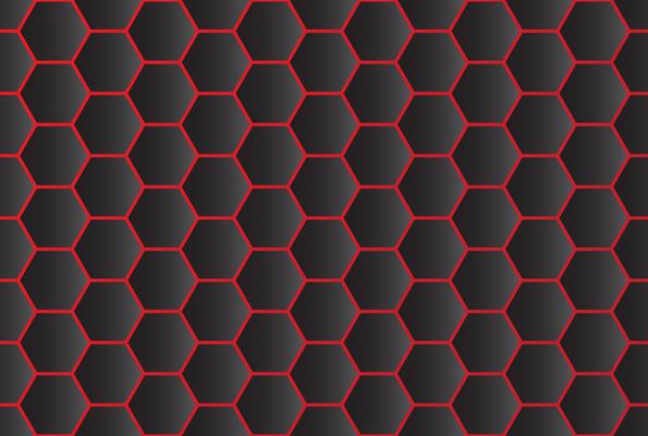 Seamless pattern of abstract black hexagon background with red line