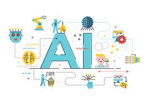 Ilustración del concepto AI (inteligencia artificial) vector