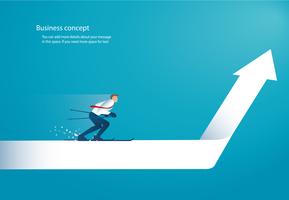 businessman ski on arrow to achieving success  vector