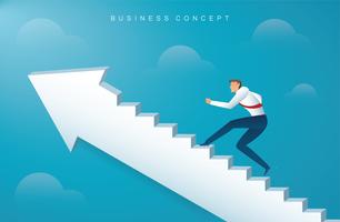 businessman climbing the arrow stairs to success  vector