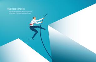 businessman jumping with pole vault to reach the target. vector