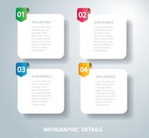 Plantilla de vector gráfico de información cuadrada con 4 opciones. Puede ser utilizado para web, diagrama, gráfico, presentación, gráfico, informe, infografía paso a paso. Fondo abstracto