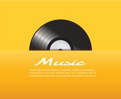 vinyl record with yellow cover mockup  background vector