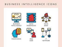 Iconos de inteligencia de negocios vector