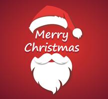 merry christmas vector concept red with christmas hat and santa white beard