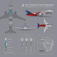 Set of Airplane with Infographic Isolated Vector Illustration