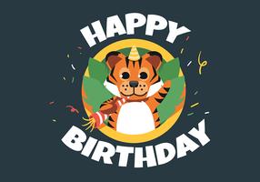 Feliz cumpleaños animal tigre vector