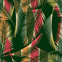 Abstract seamless pattern with tropical leaves. Vector template.