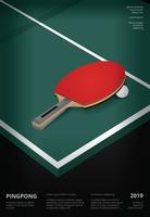 Ilustración de vector de plantilla de póster de pingpong