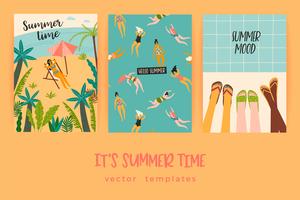 Vector templates with fun summer illustration.