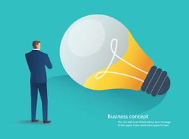 business man standing with light bulb idea concept vector illustration