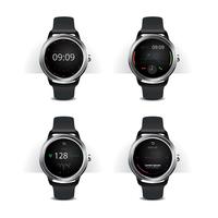 Smart Watch with Digital Display Set Vector Illustration