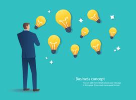 businessman standing with light bulb idea concept vector illustration