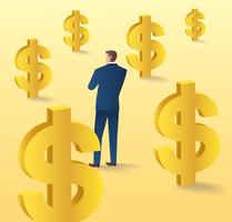 businessman standing with dollar icon , business concept of currency vector illustration