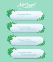 cute green clover leaf info graphic background vector illustration