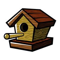 Cute wooden bird house vector cartoon illustration