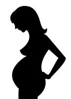Blanco y negro de la ilustración de vector de icono de mujer embarazada